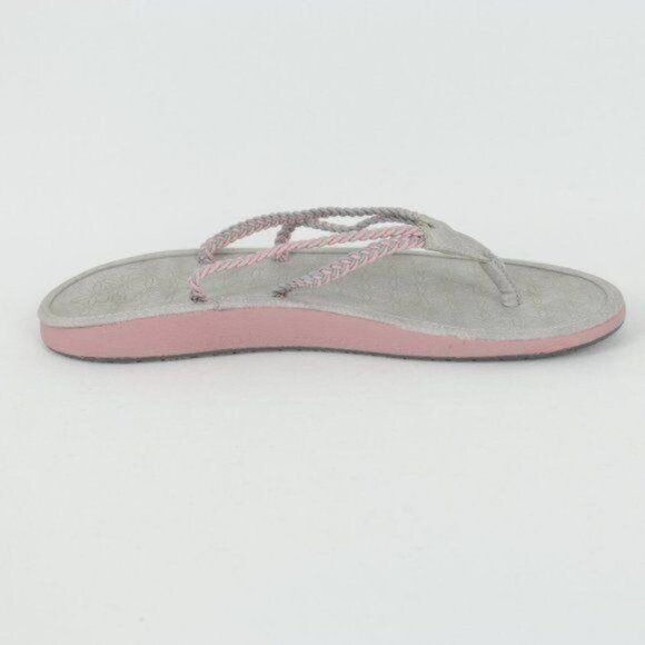 JBU Sport Key West Women's Size 9 Gray & Pink Vegan Leather Flip Flop Sandals - Picture 9 of 11